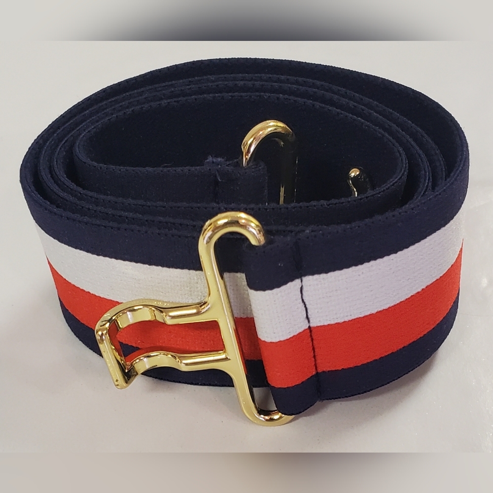 Red White & Blue Equestrian Interlocking Elastic Riding Belt